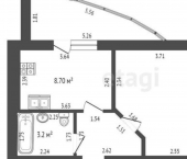 1-комн, 30кв м, этаж 3/9 Республиканская улица, 30