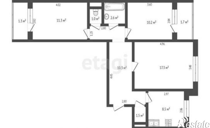 3-комн квартира Саранск, улица Воинова, 36