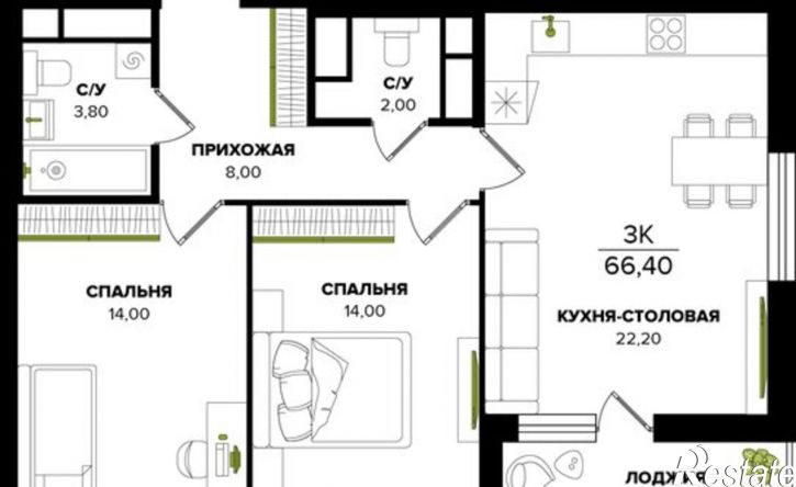 2-комн квартира в новом доме Саранск, Республиканская улица, 69
