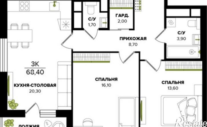 2-комн квартира в новом доме Саранск, Республиканская улица, 69
